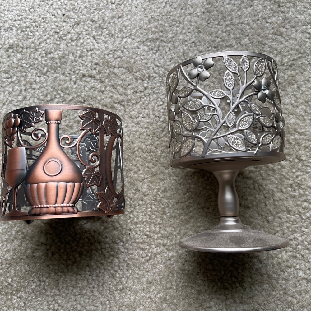 Bath & Body Works 3-Wick Candle Holders - Bronze and Silver